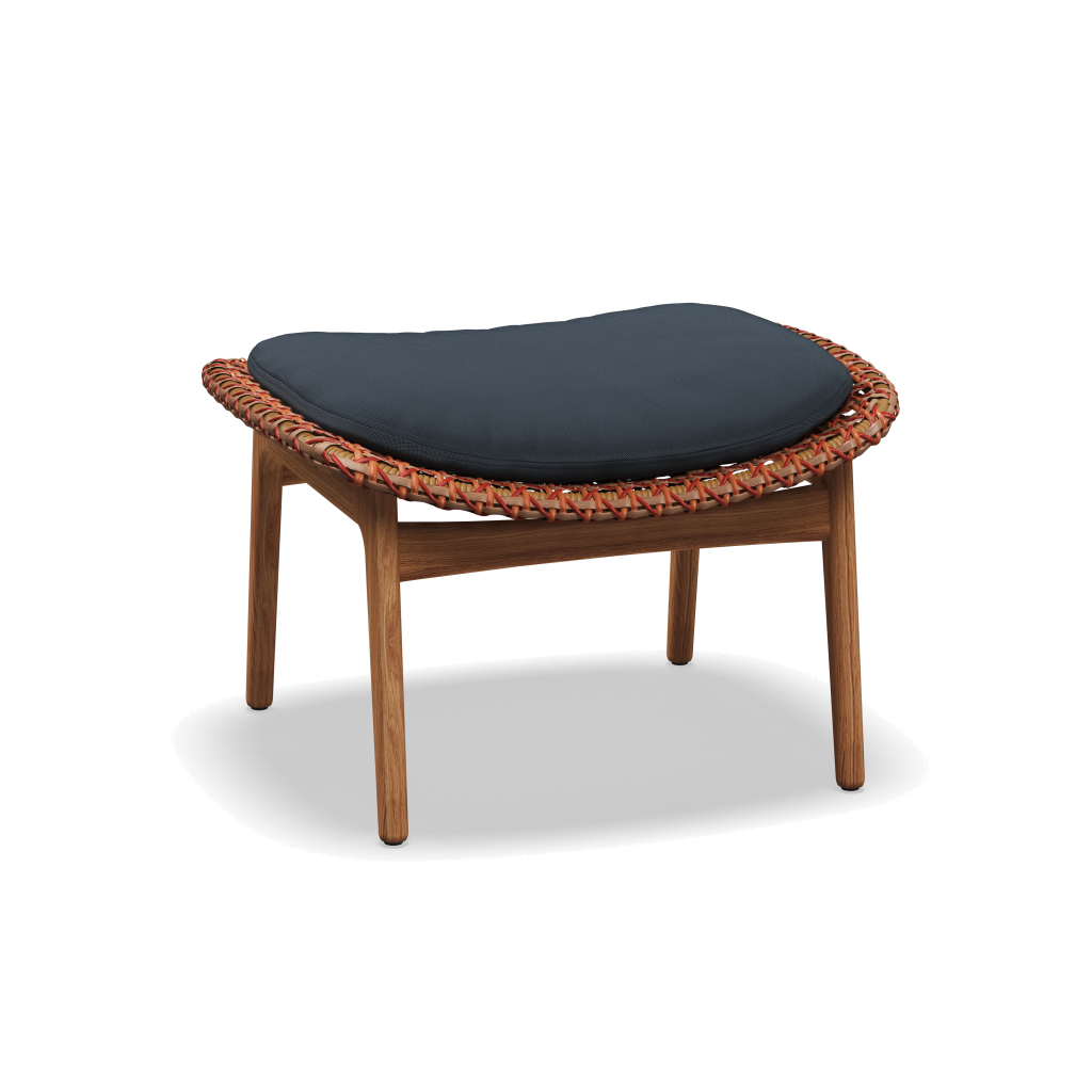 Kay Ottoman — Copper Wicker met Tuck Denim