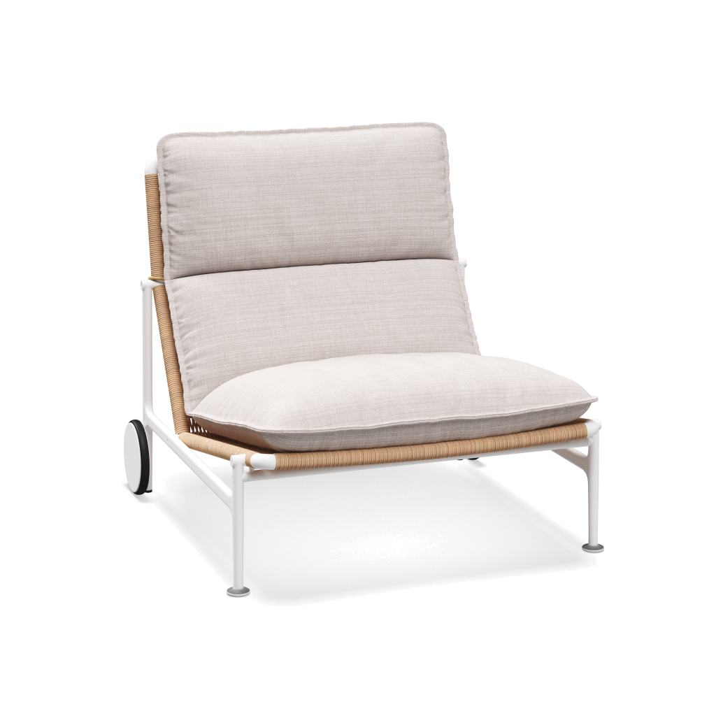 Zenith loungestoel — White Wheat met Willa Parchment