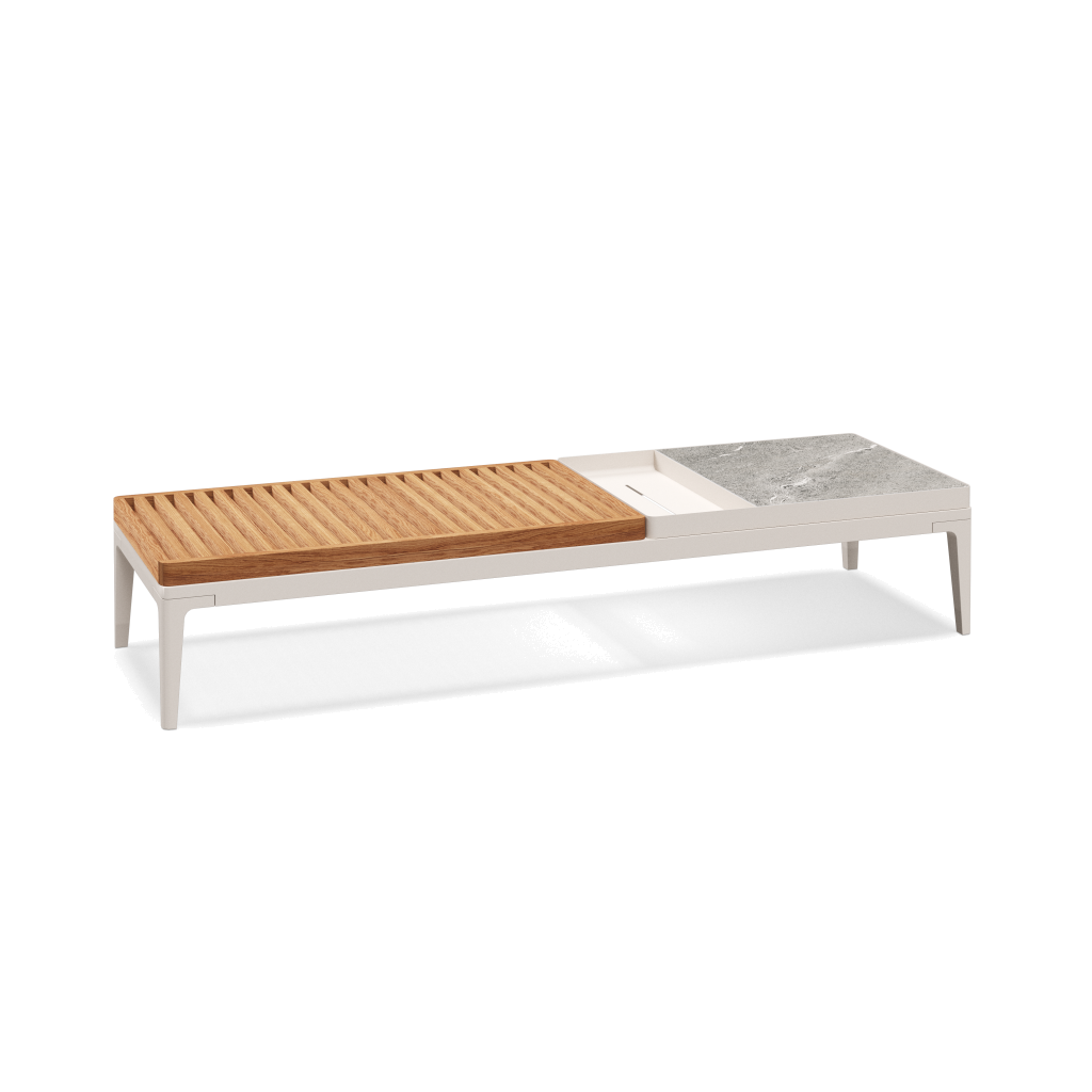 Grid salontafel - Bone Natural Teak Grigio