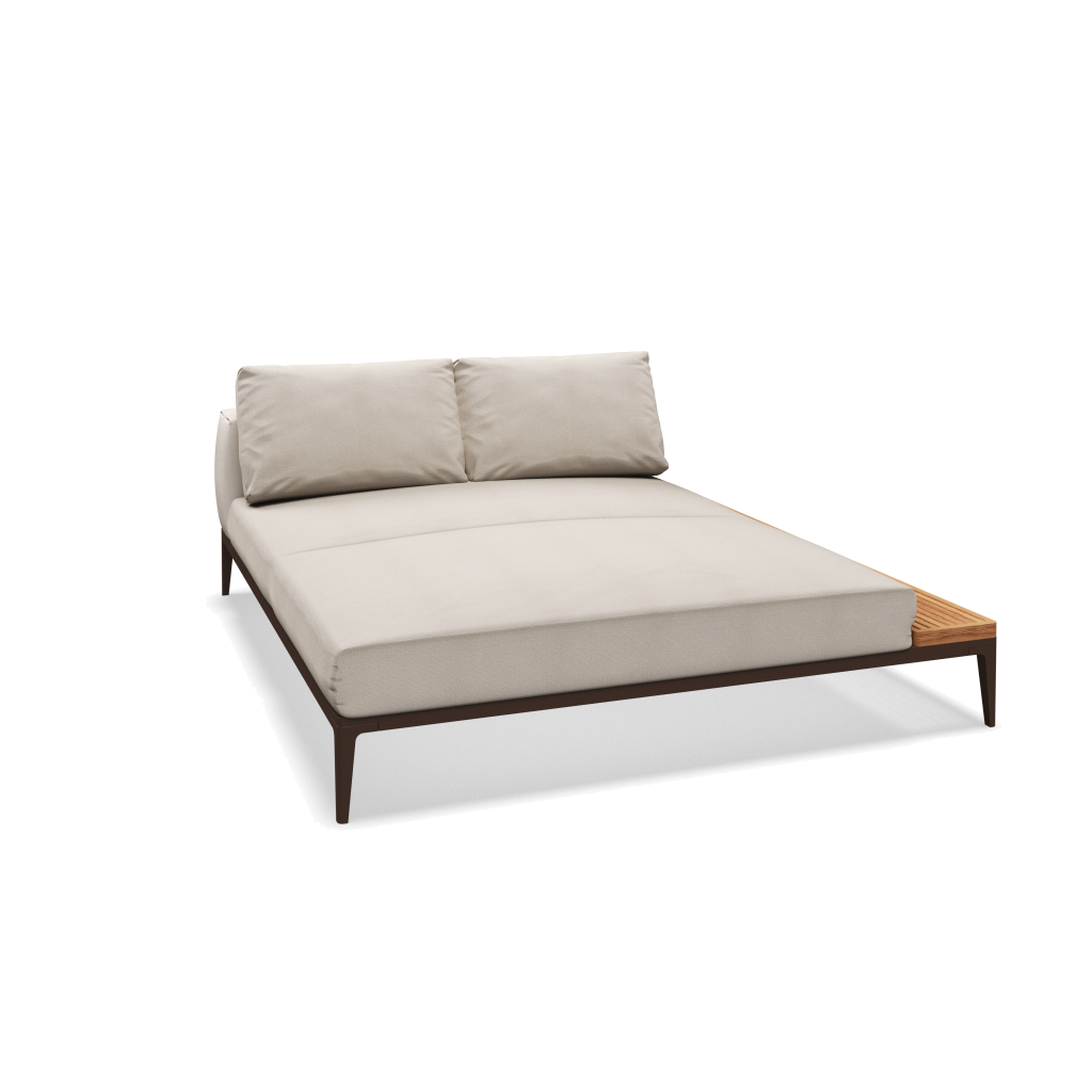 Grid chill chaise-element teak - Java Natural Teak met Blend Linen