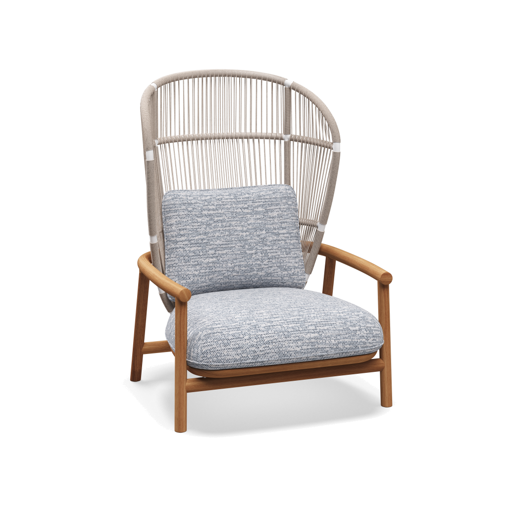 Fern High Back Lounge Chair — White Dune met Zenith Denim