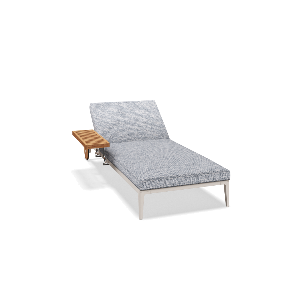 Grid ligbed - Bone Natural Teak met Zenith Denim