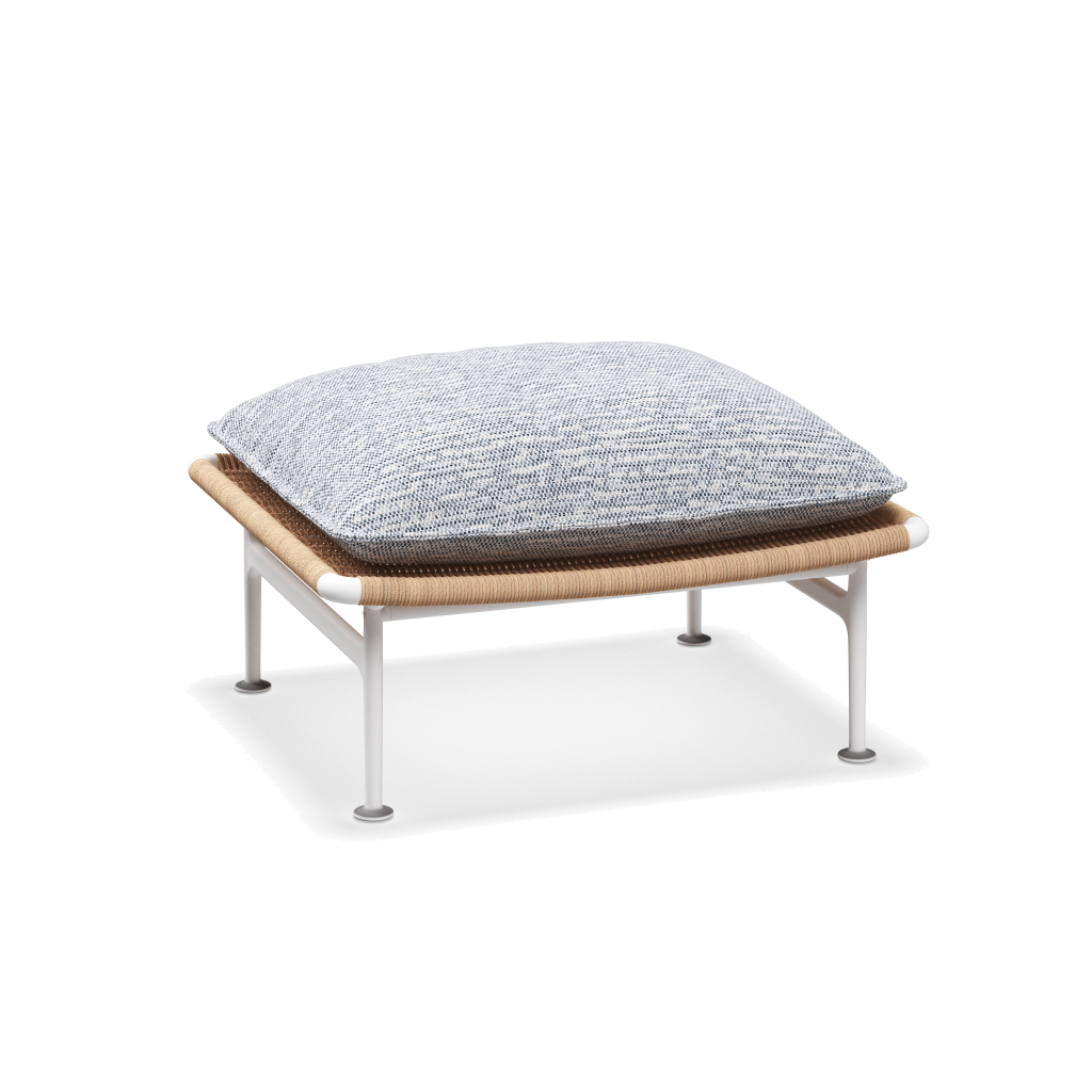 Zenith ottoman — White Wheat met Zenith Denim