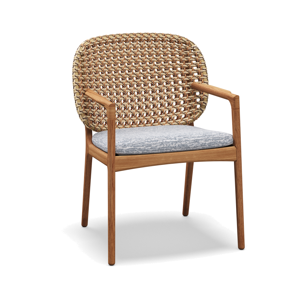 Kay Armchair — Harvest Wicker met Zenith Denim