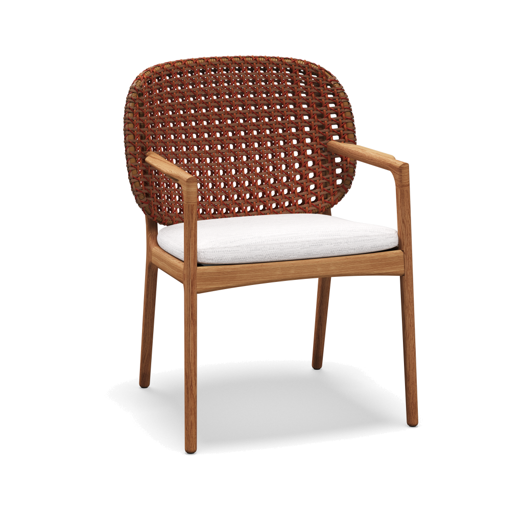 Kay Armchair — Copper Wicker met Zenith Snow
