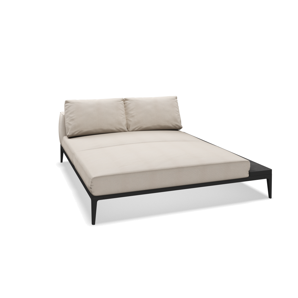 Grid chill chaise-element keramisch - Meteor Nero met Blend Linen