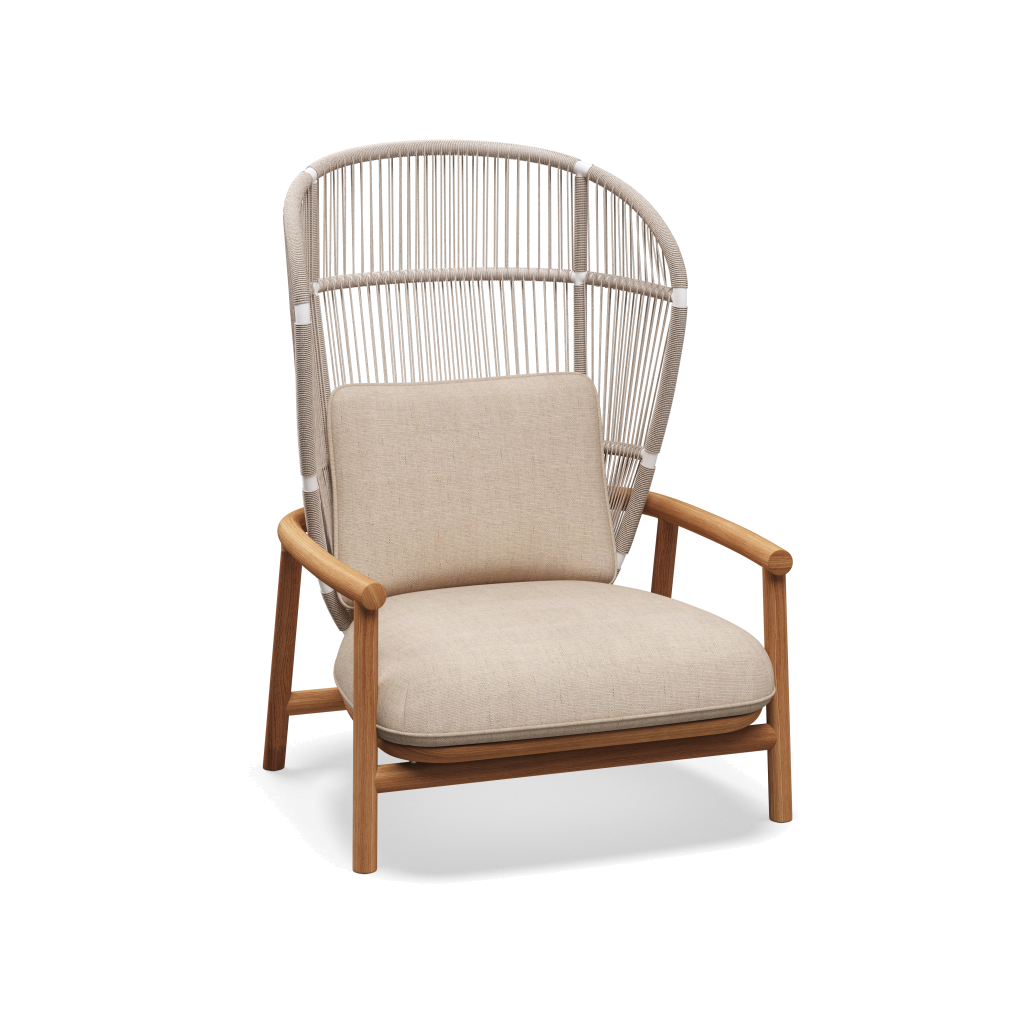 Fern High Back Lounge Chair — White Dune met Ground Sand