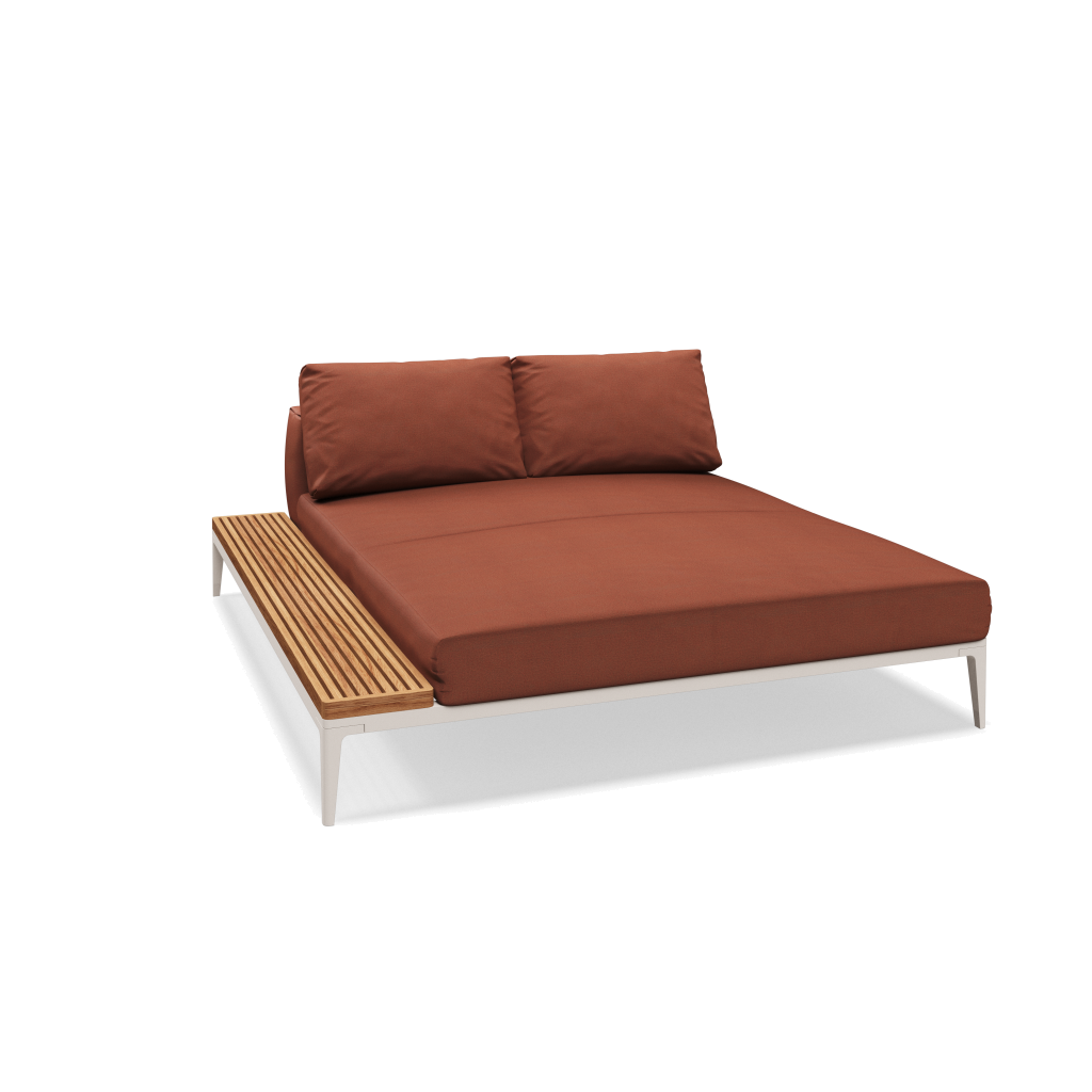 Grid chill chaise-element teak - Bone Natural Teak met Blend Clay