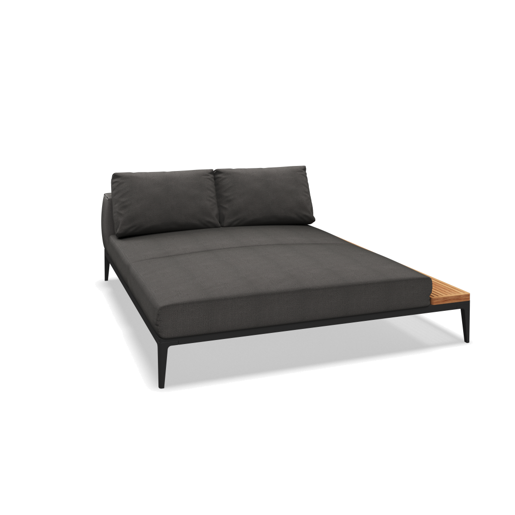 Grid chill chaise-element teak - Meteor Natural Teak met Blend Coal
