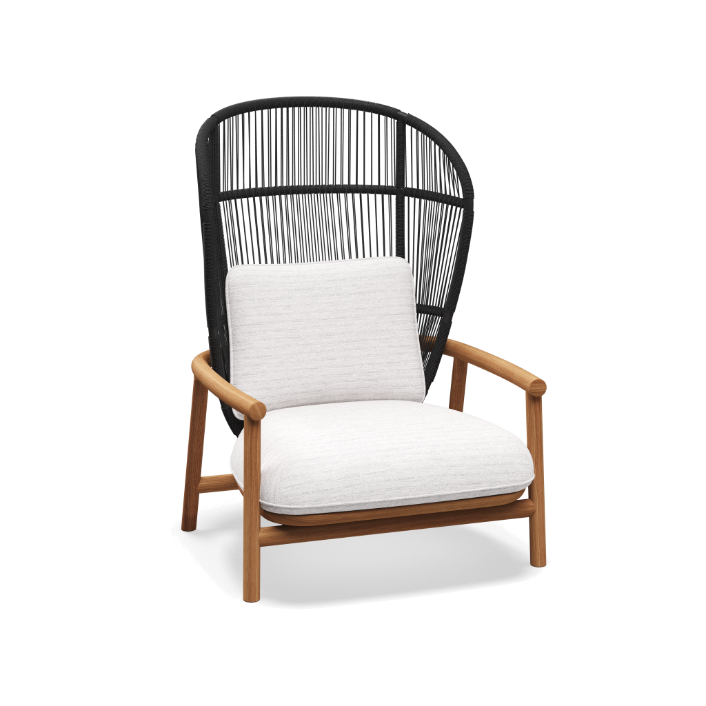 Fern High Back Lounge Chair — Meteor Raven met Zenith Snow