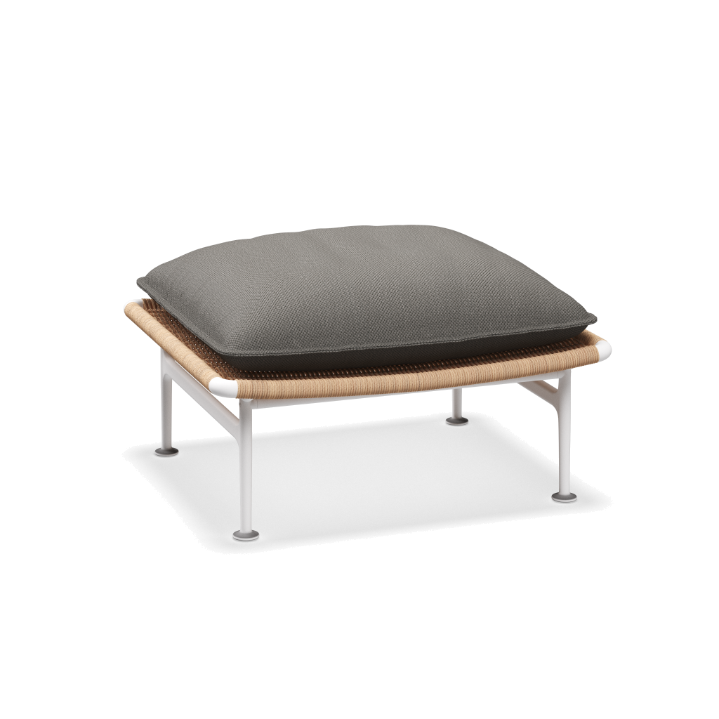 Zenith ottoman — White Wheat met Dot Putty