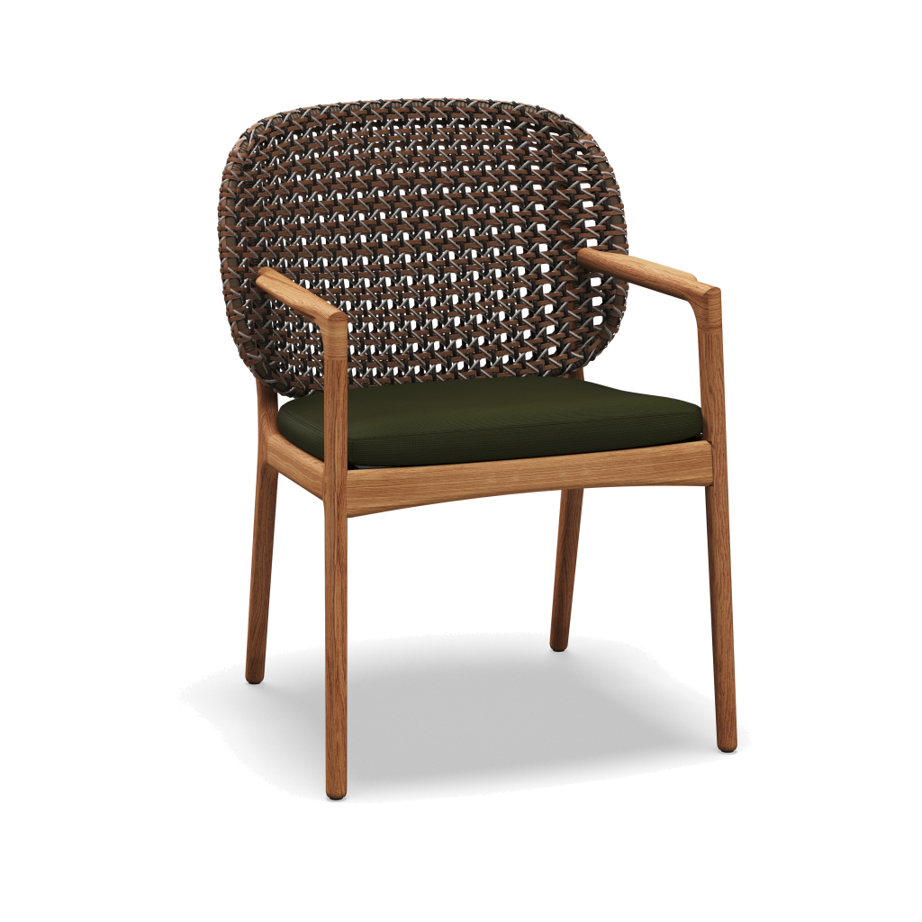 Kay Armchair — Brindle Wicker met Fife Olive