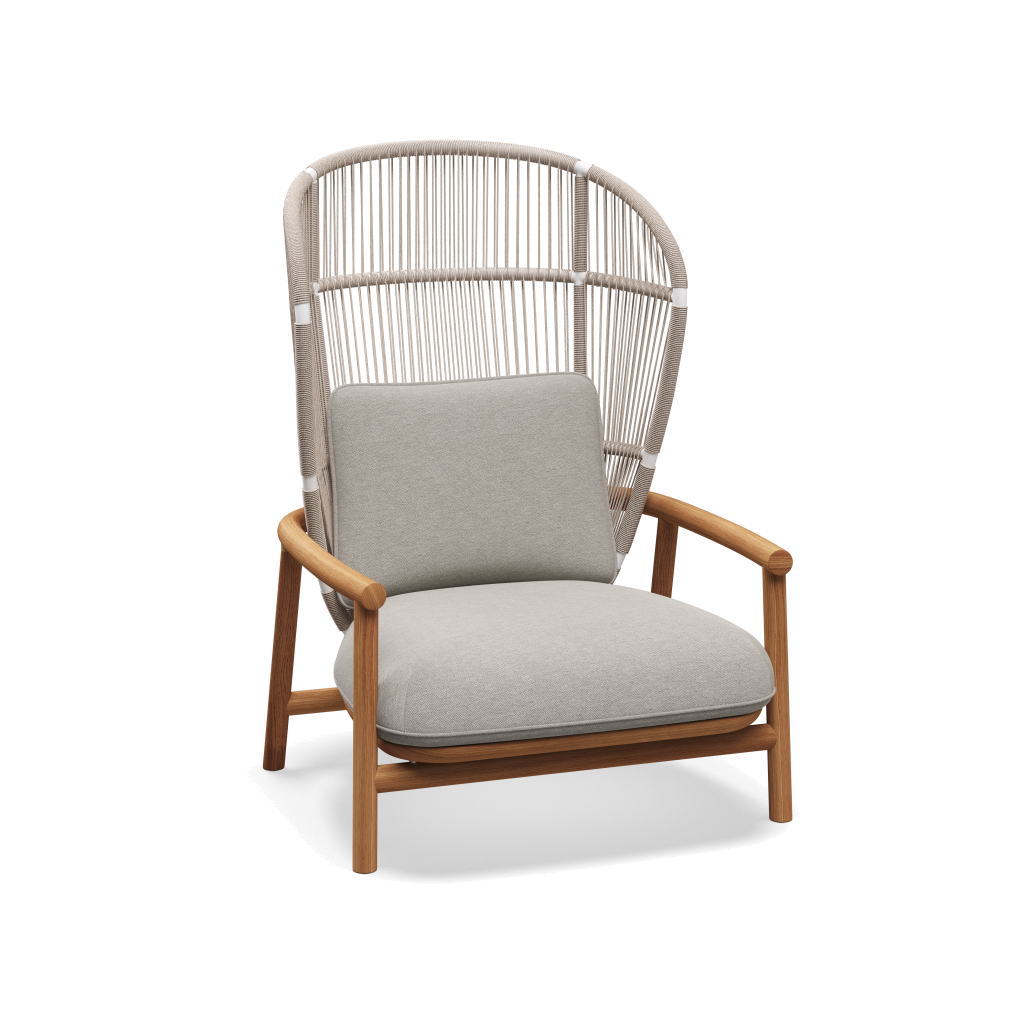 Fern High Back Lounge Chair — White Dune met Tuck Malt