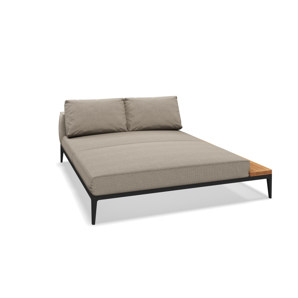 Grid chill chaise-element teak - Meteor Natural Teak met Robben Grey