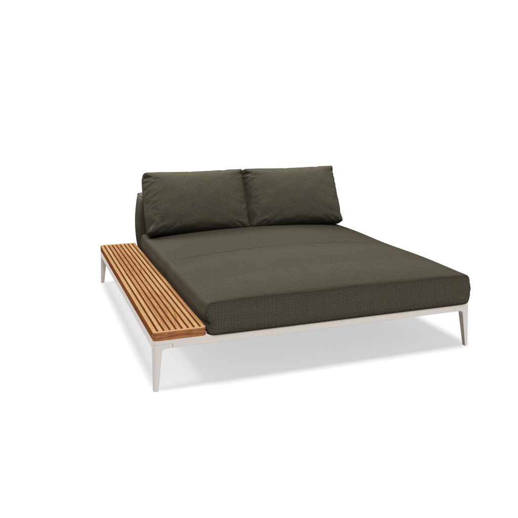 Grid chill chaise-element teak - Bone Natural Teak met Robben Charcoal