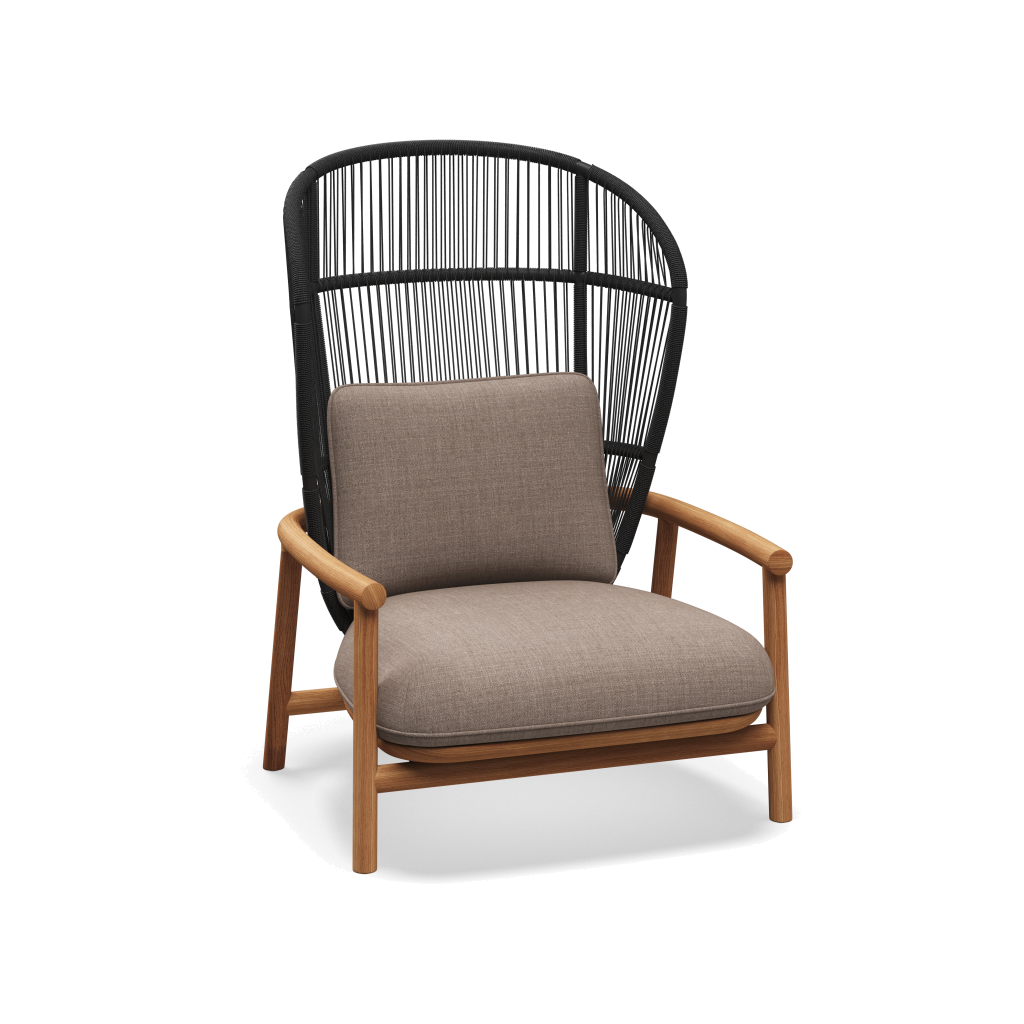 Fern High Back Lounge Chair — Meteor Raven met Willa Silt