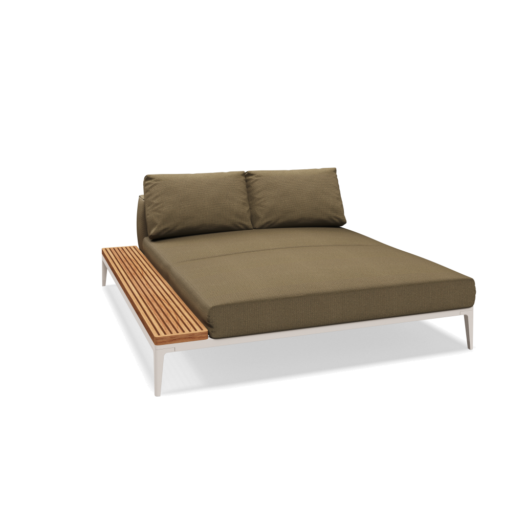 Grid chill chaise-element teak - Bone Natural Teak met Loom 3 Castlerock