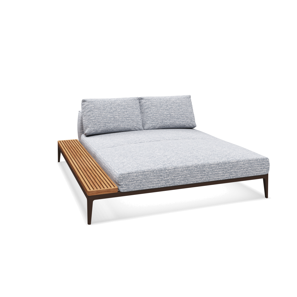 Grid chill chaise-element teak - Java Natural Teak met Zenith Denim