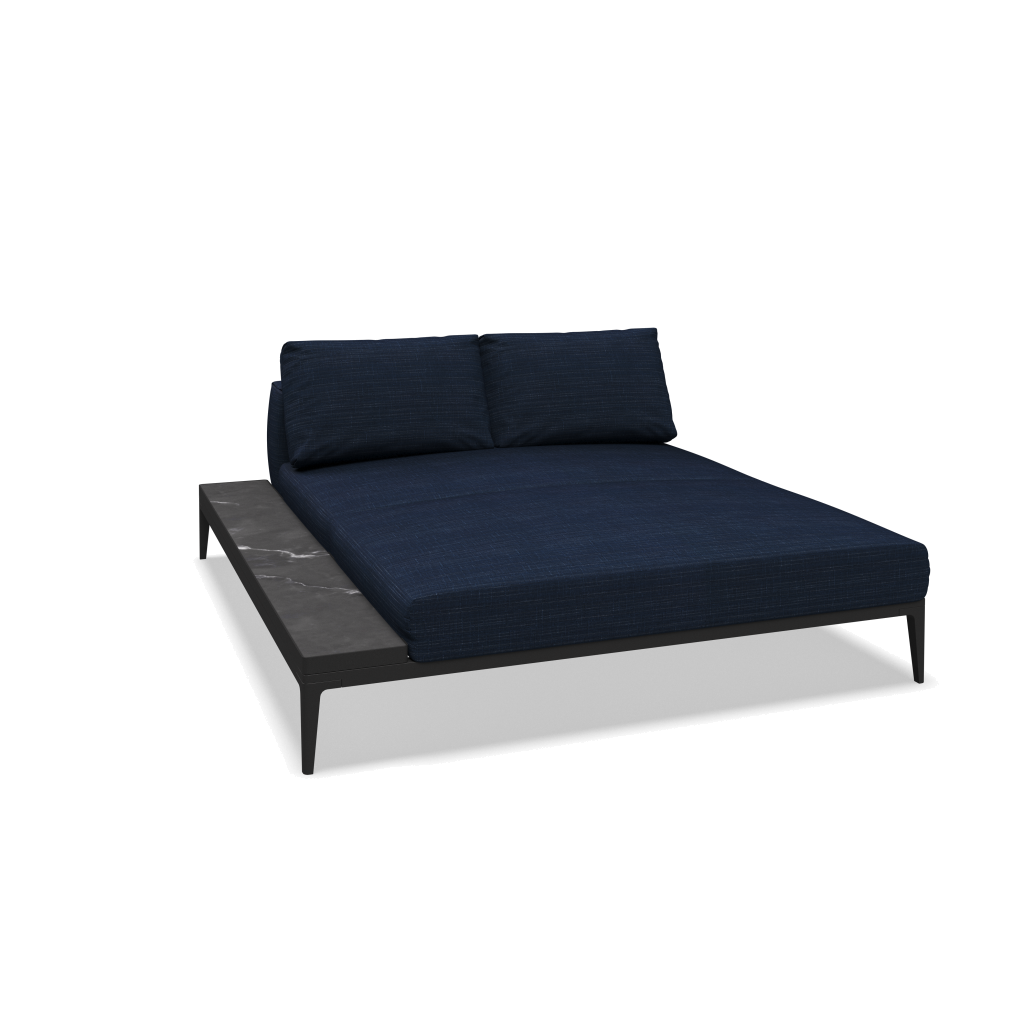 Grid chill chaise-element keramisch - Meteor Nero met Willa Denim