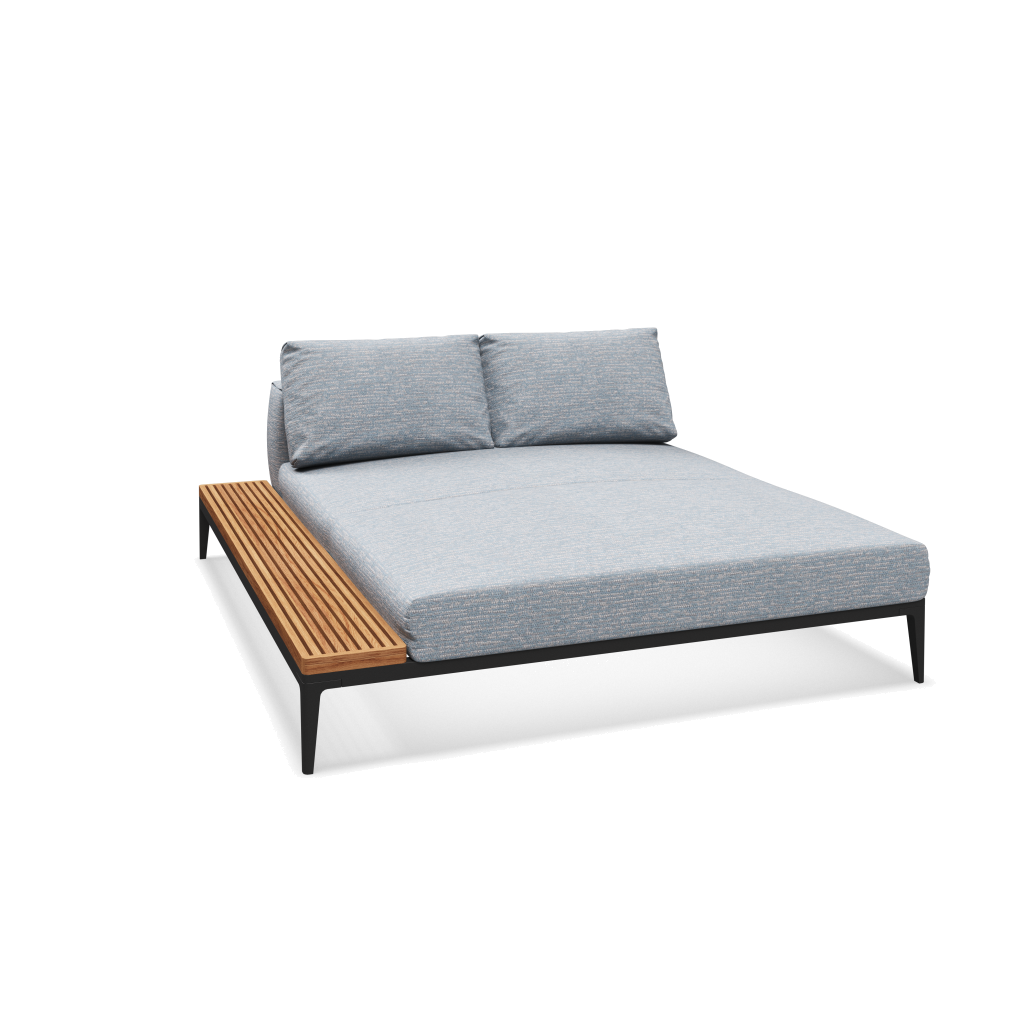 Grid chill chaise-element teak - Meteor Natural Teak met Zenith Sky