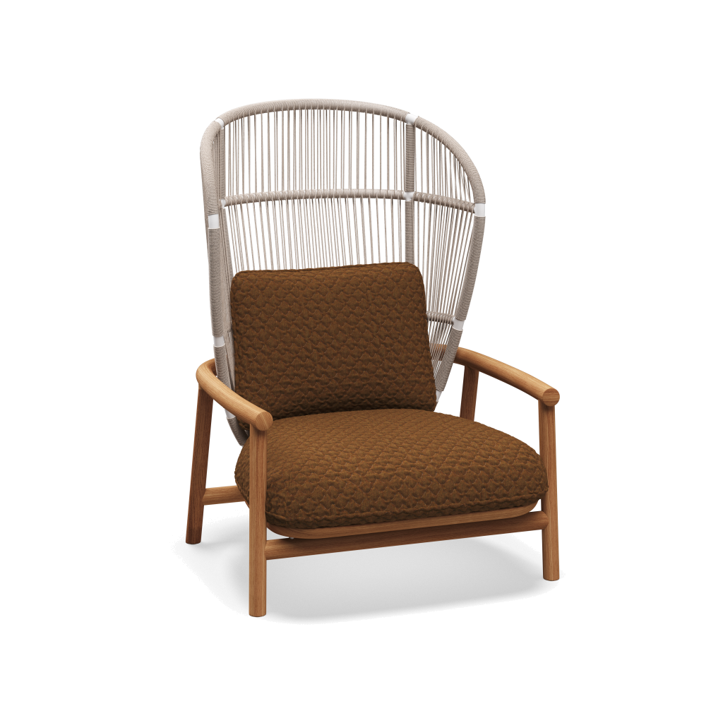 Fern High Back Lounge Chair — White Dune met Wave Russet