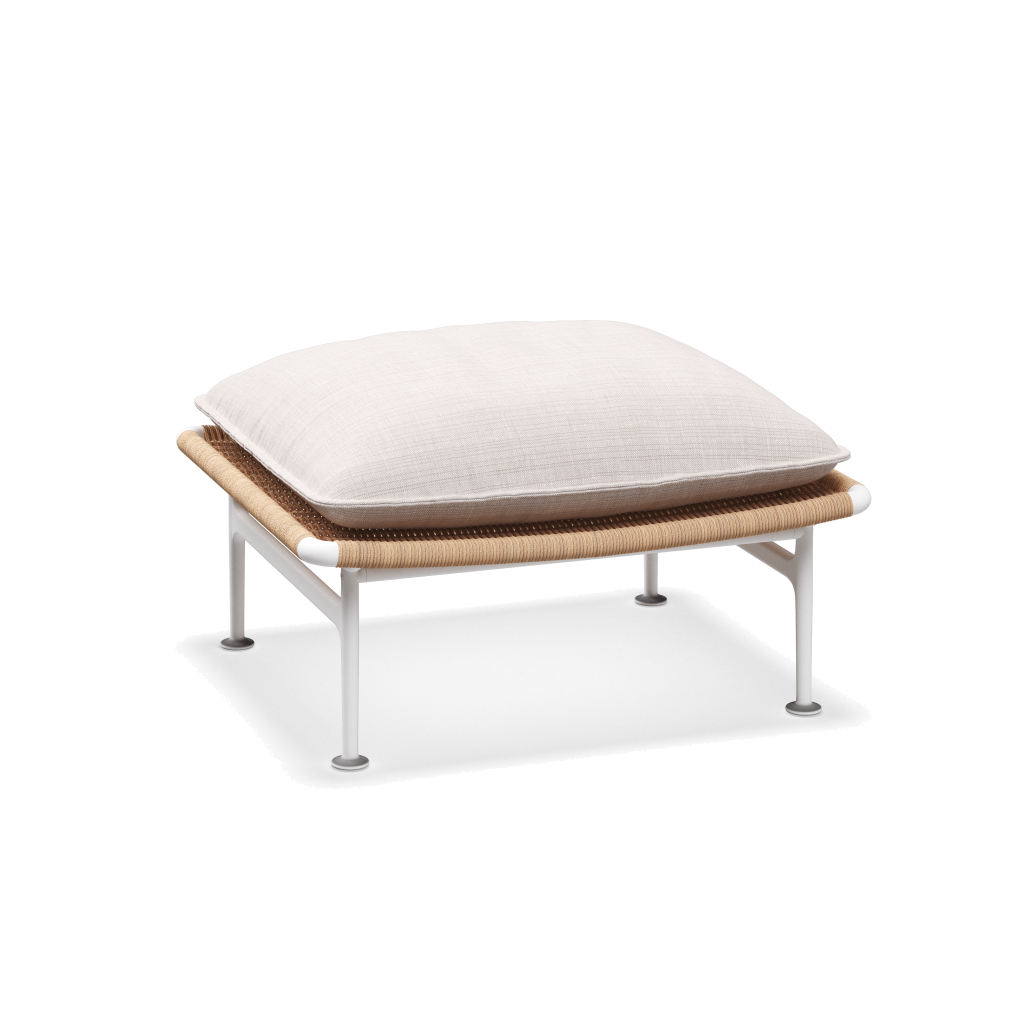 Zenith ottoman — White Wheat met Willa Parchment