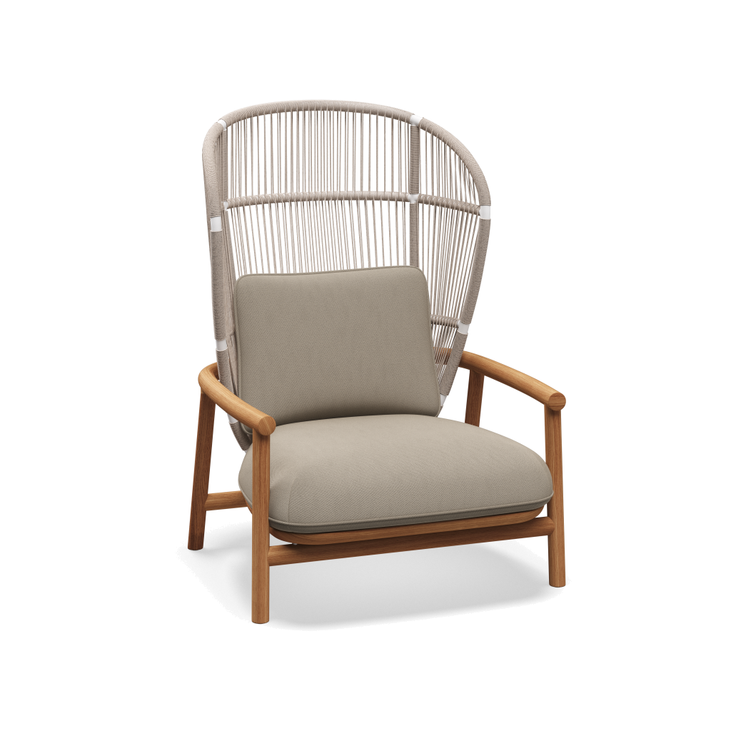 Fern High Back Lounge Chair — White Dune met Tuck Truffle