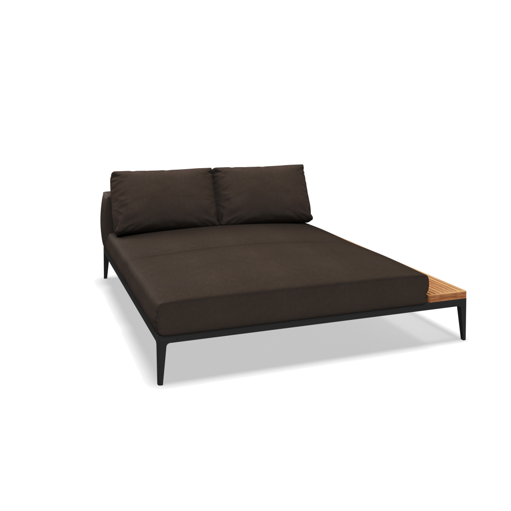 Grid chill chaise-element teak - Meteor Natural Teak met Heritage Sable