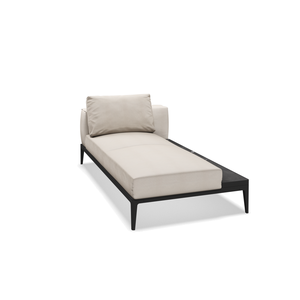 Grid chaise-element keramisch - Meteor Nero met Blend Linen