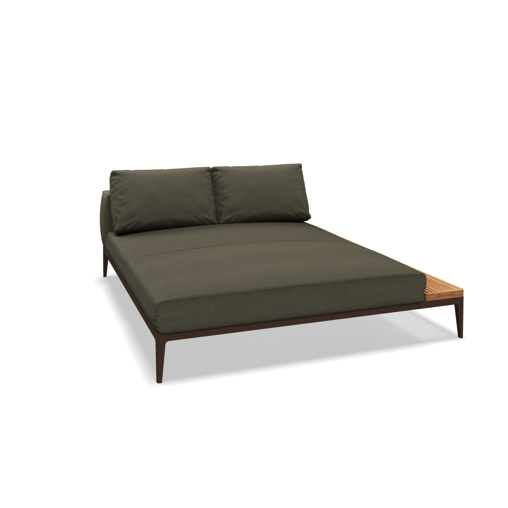 Grid chill chaise-element teak - Java Natural Teak met Robben Charcoal