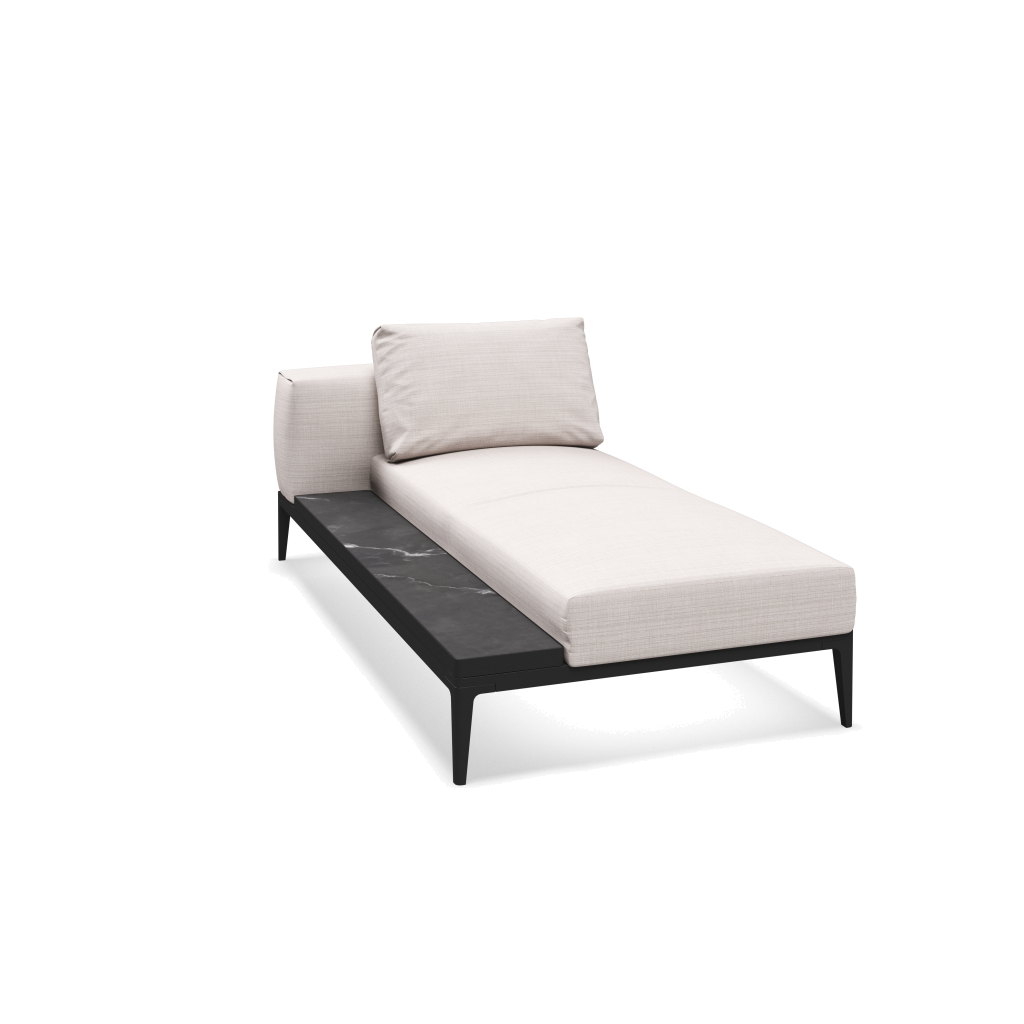Grid chaise-element keramisch - Meteor Nero met Willa Parchment