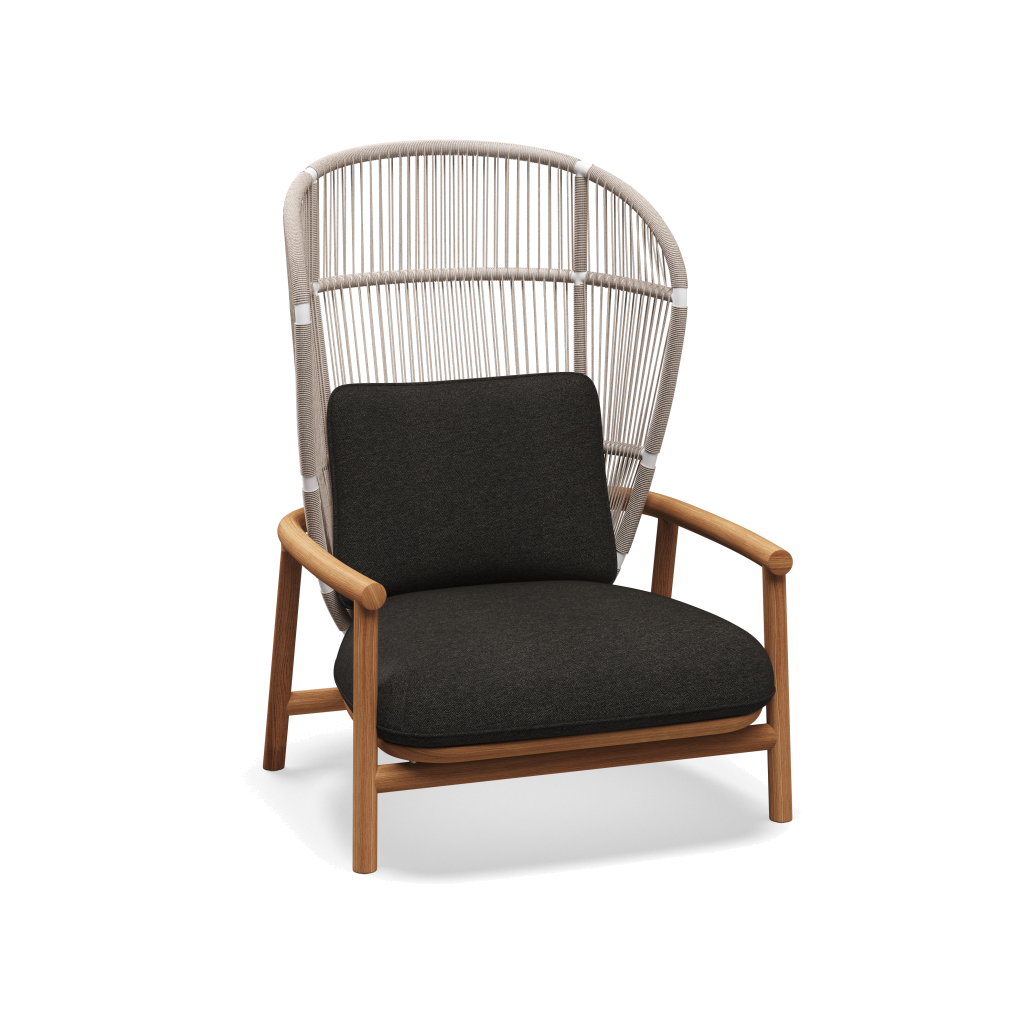 Fern High Back Lounge Chair — White Dune met Tuck Sable