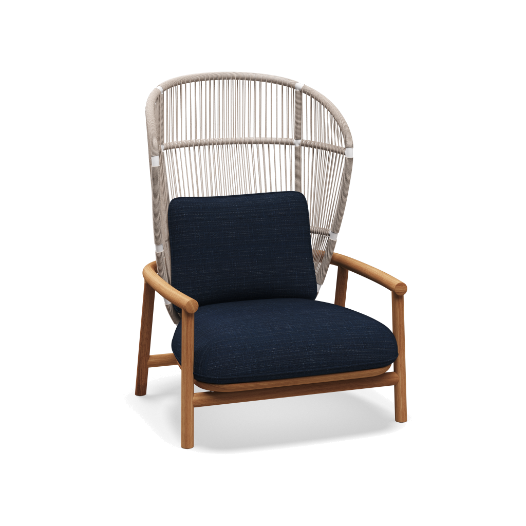 Fern High Back Lounge Chair — White Dune met Willa Denim