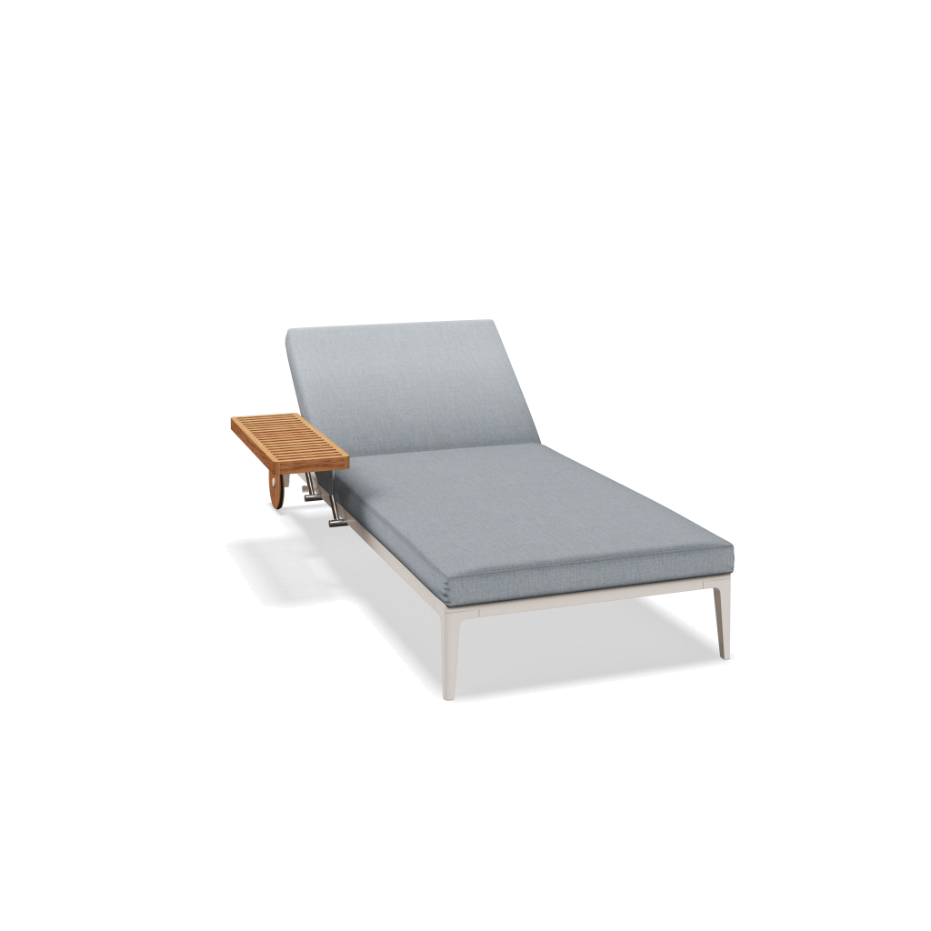 Grid ligbed - Bone Natural Teak met Willa Sky
