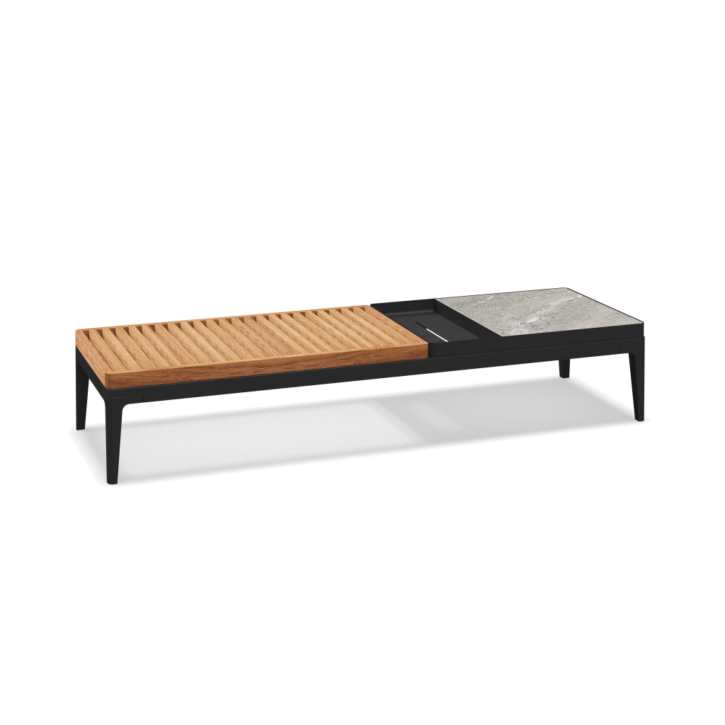 Grid salontafel - Meteor Natural Teak Grigio