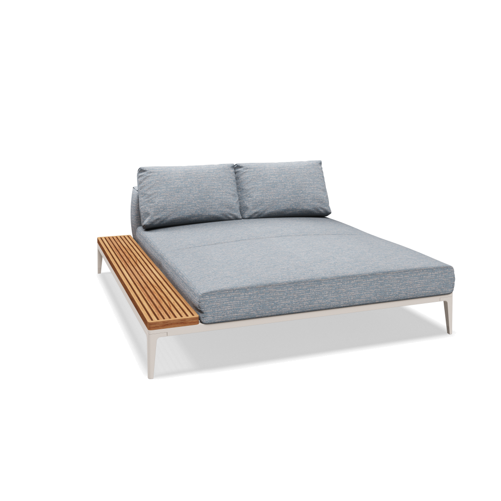 Grid chill chaise-element teak - Bone Natural Teak met Zenith Sky