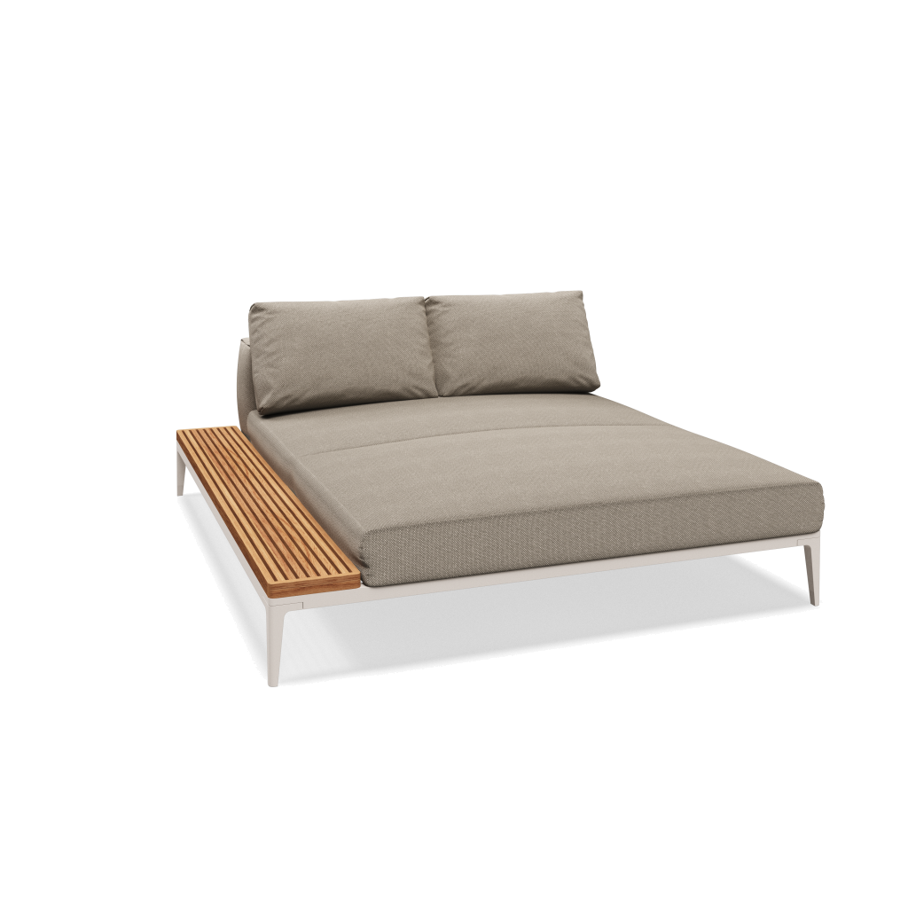 Grid chill chaise-element teak - Bone Natural Teak met Robben Grey