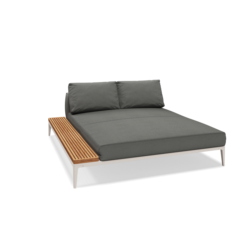 Grid chill chaise-element teak - Bone Natural Teak met Lopi Charcoal
