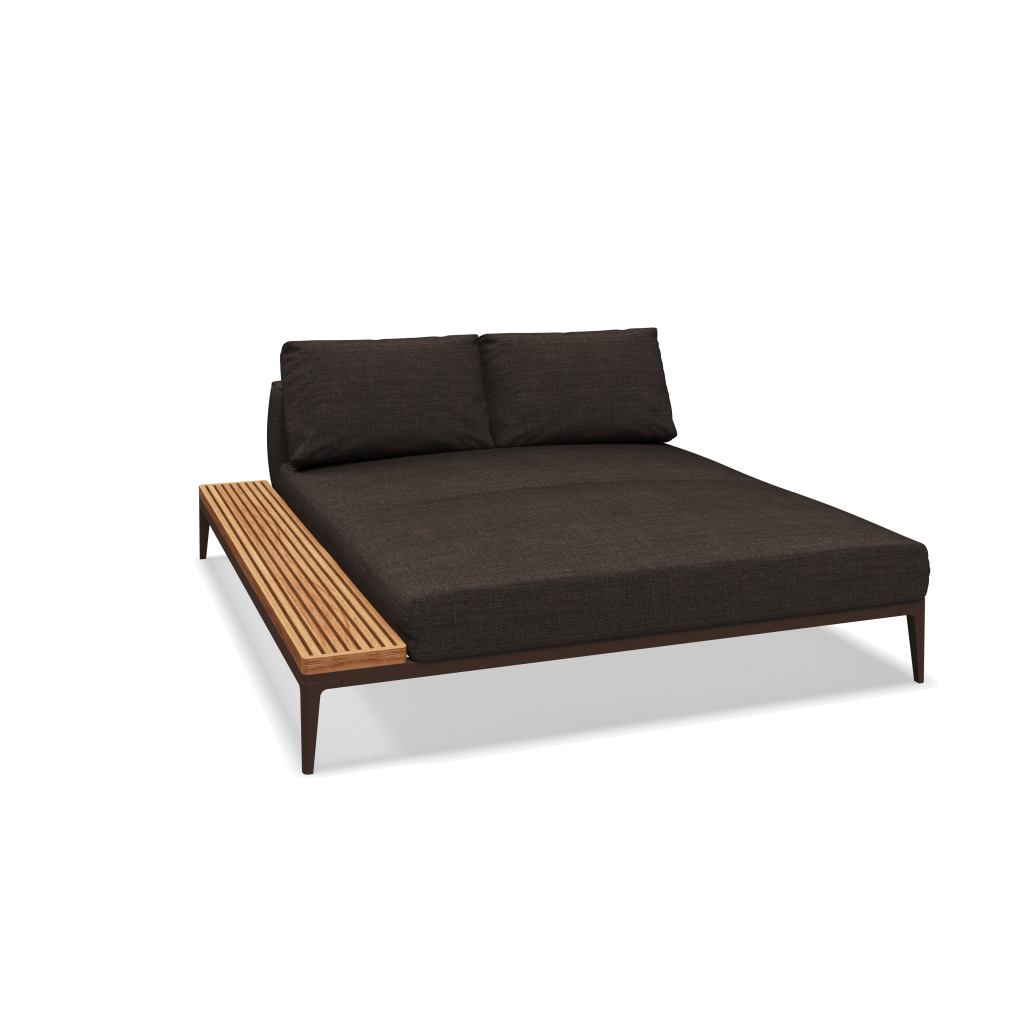 Grid chill chaise-element teak - Java Natural Teak met Willa Peat