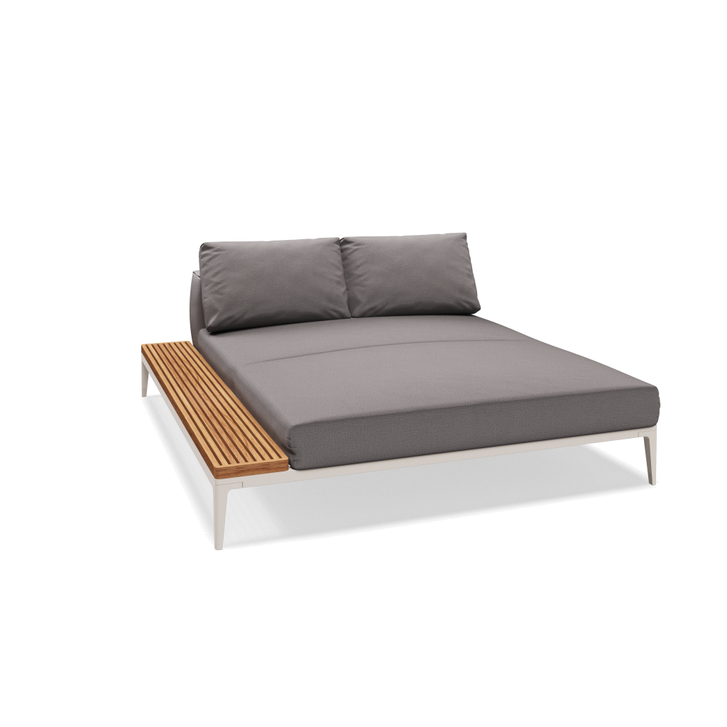 Grid chill chaise-element teak - Bone Natural Teak met Blend Fog