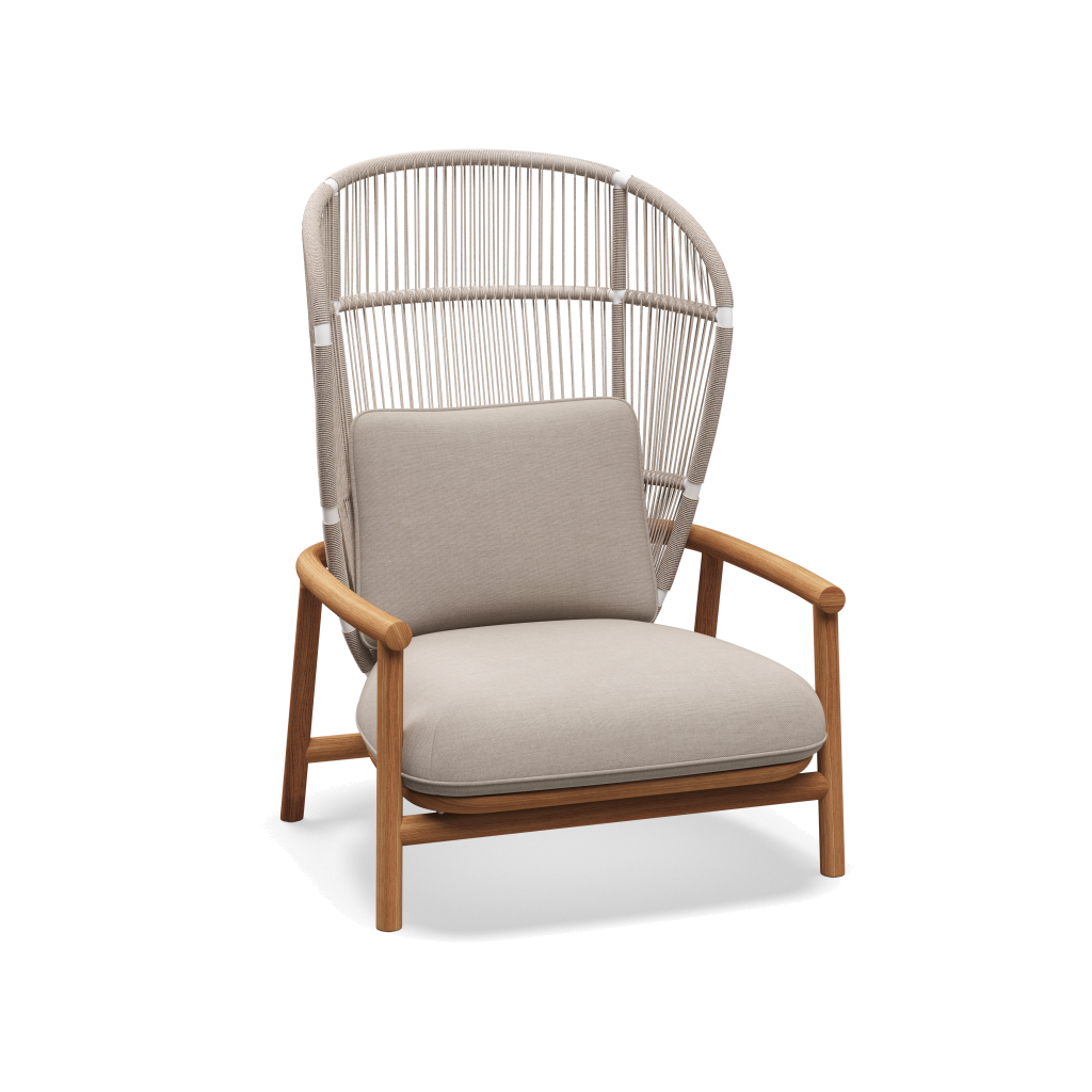 Fern High Back Lounge Chair — White Dune met Fife Canvas Grey