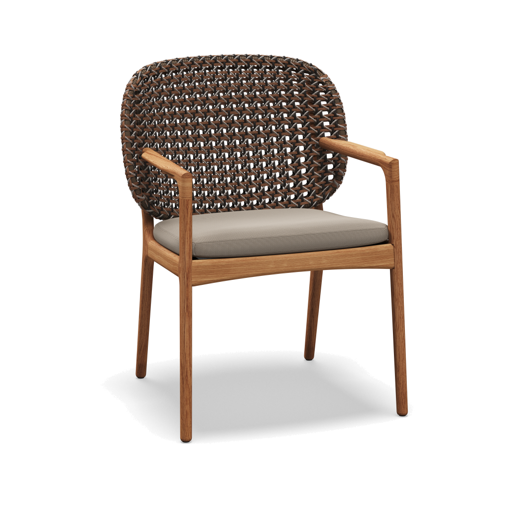Kay Armchair — Brindle Wicker met Fife Rainy Grey