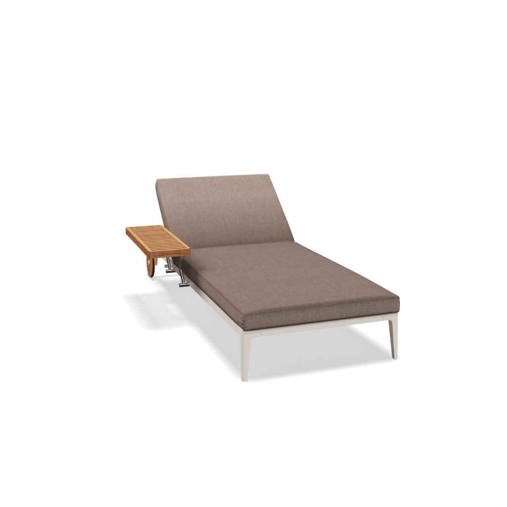 Grid ligbed - Bone Natural Teak met Willa Silt