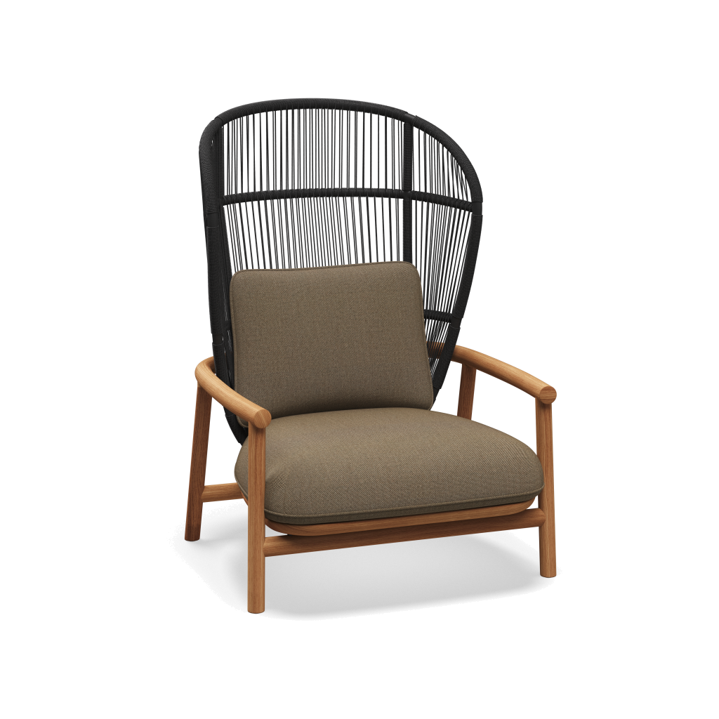 Fern High Back Lounge Chair — Meteor Raven met Blend Latte