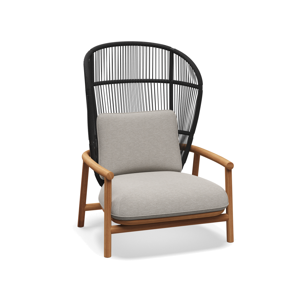 Fern High Back Lounge Chair — Meteor Raven met Tuck Malt