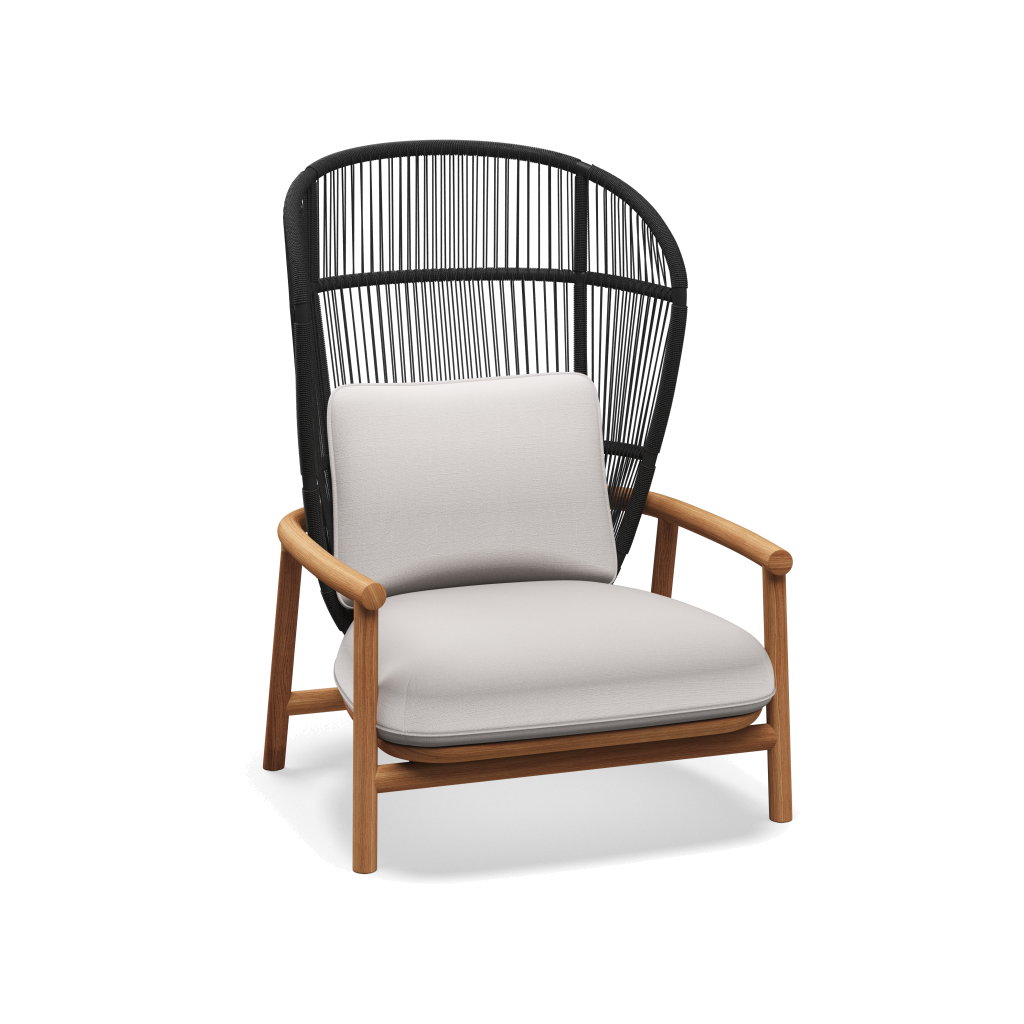 Fern High Back Lounge Chair — Meteor Raven met Willa Snow