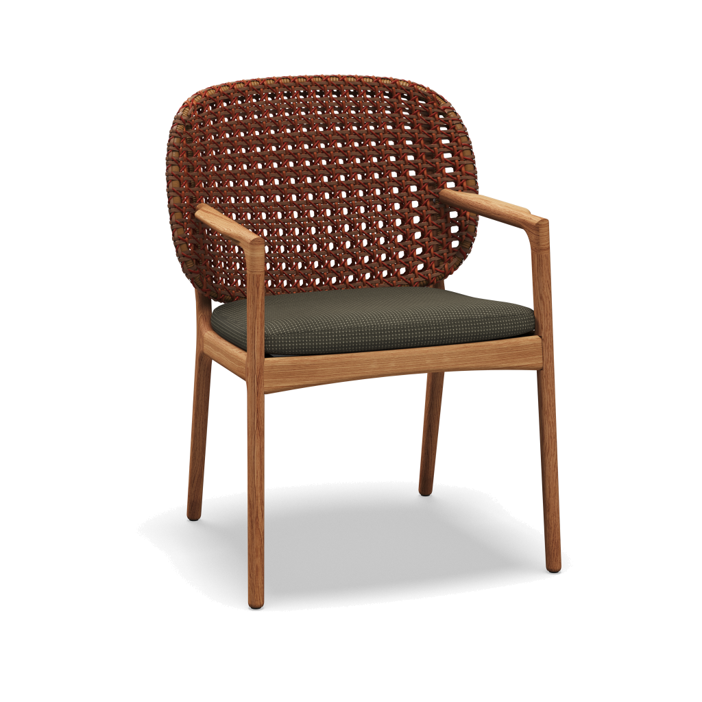 Kay Armchair — Copper Wicker met Robben Charcoal