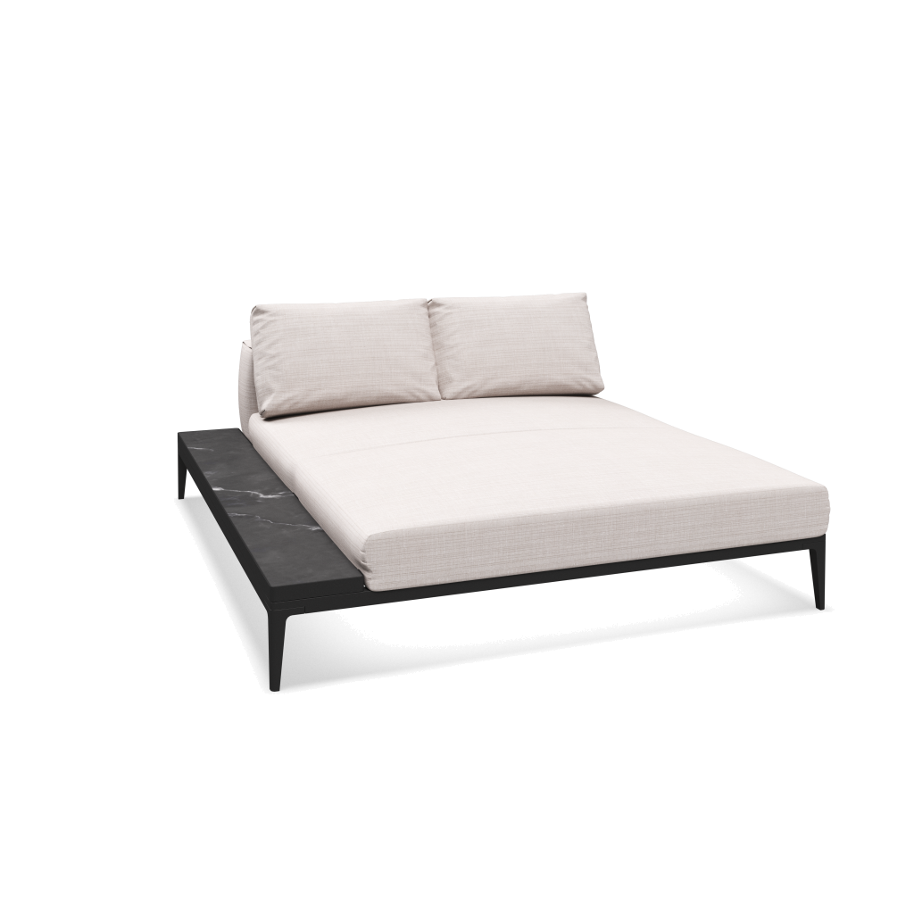 Grid chill chaise-element keramisch - Meteor Nero met Willa Parchment
