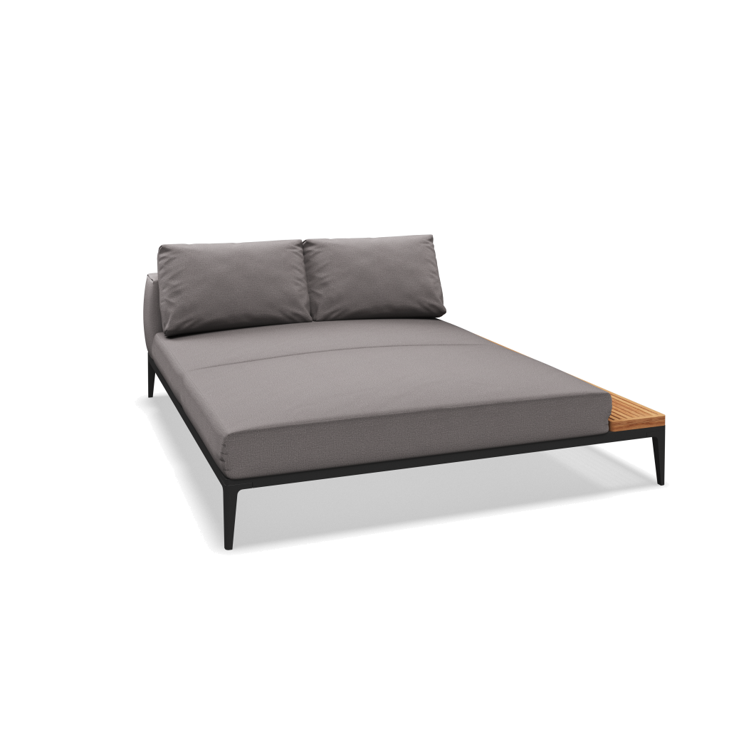 Grid chill chaise-element teak - Meteor Natural Teak met Blend Fog