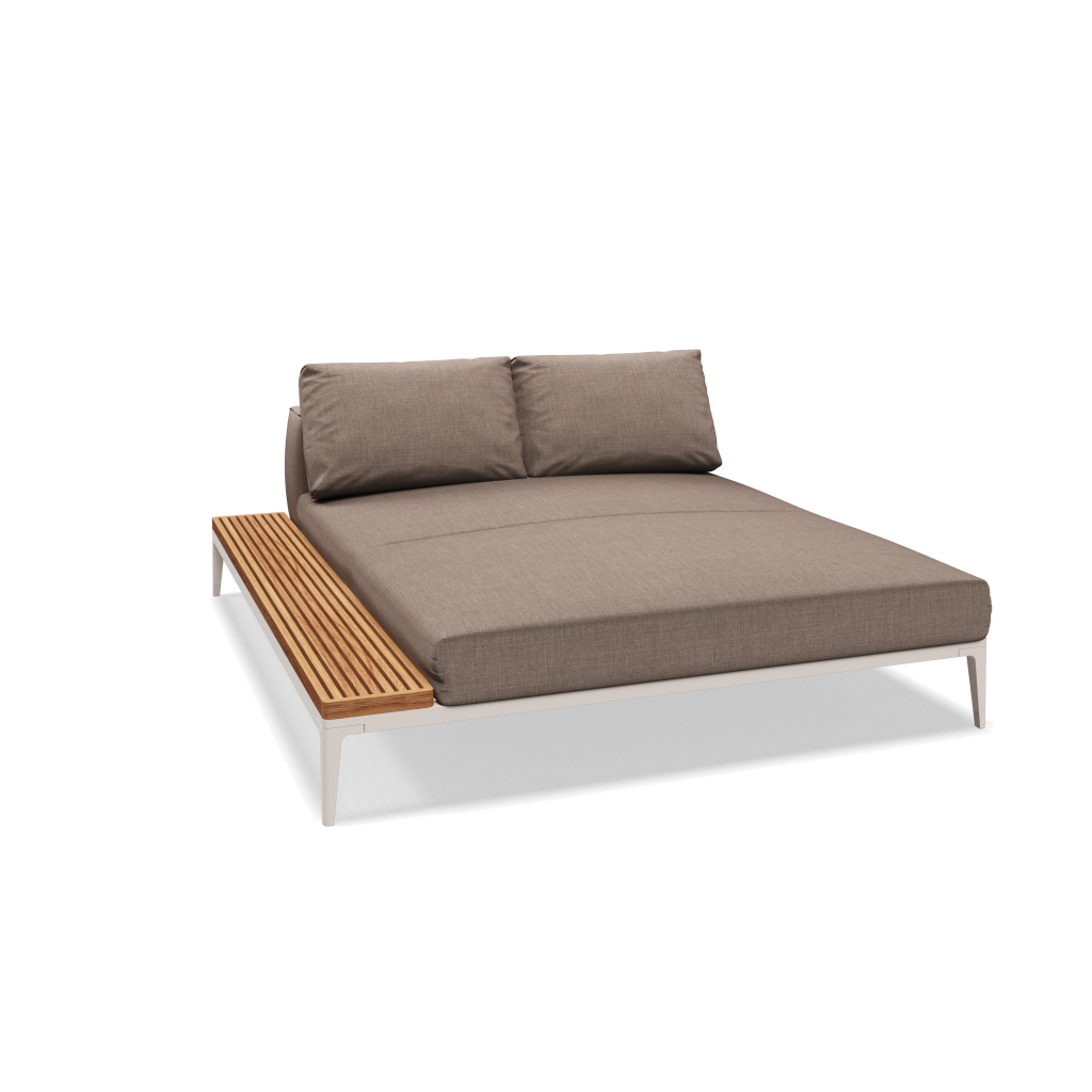 Grid chill chaise-element teak - Bone Natural Teak met Willa Silt